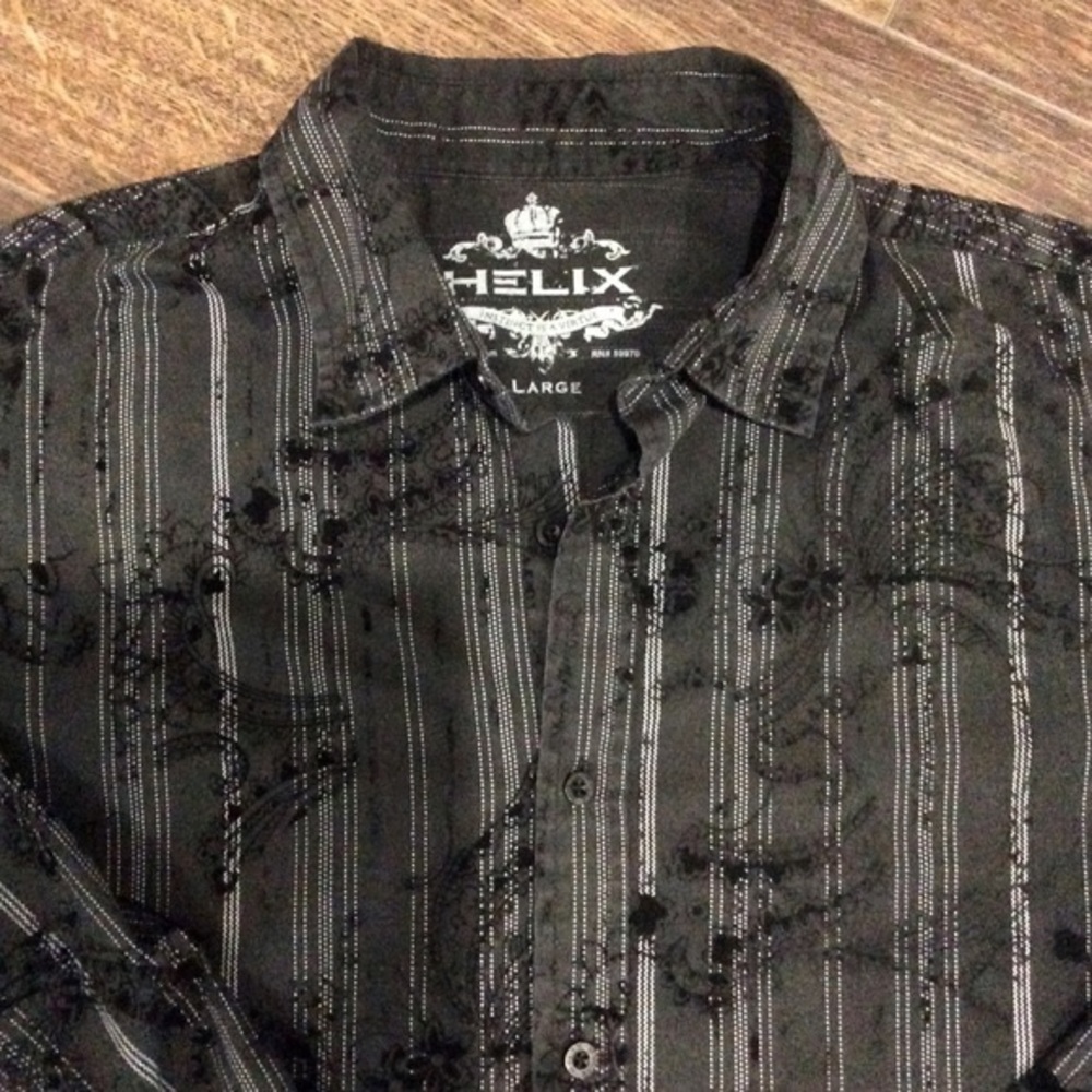 Vintage Helix Paisley Paisley Velvet LS Shirt Black L